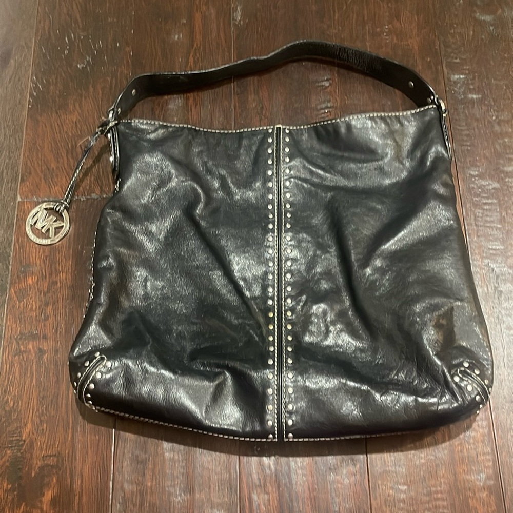 Gently Loved All Leather Michael Kors Astor Black Studded Bag